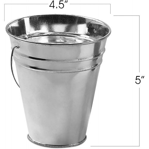  [아마존 핫딜]  [아마존핫딜]ArtCreativity Large Galvanized Metal Buckets with Handles - Set of 12-5 Inch Metallic Pails - Rustic Wedding Decorations, Centerpieces for Party, Decorative Ice Buckets, Vase, Gard