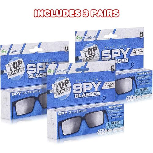  [아마존베스트]ArtCreativity Spy Glasses for Kids - Set of 3 - See Behind You Sunglasses with Rear View Mirrors - Fun Party Favors, Detective Gadgets, Secret Agent Costume Props, Gift Idea for Bo