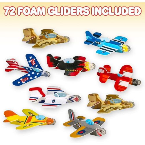  [아마존베스트]ArtCreativity Foam Gliders for Kids - Bulk Set of 72 - Lightweight Planes with Various Designs - Individually Packed Flying Airplanes - Fun Birthday Party Favors, Goodie Bag Filler
