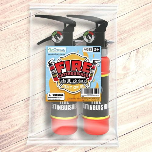  ArtCreativity Fire Extinguisher Squirter Toy - Pack of 2 - 9 Inch Water Extinguisher with Realistic Design - Fun Outdoor Summer Toy for Boys and Girls - Great Fireman Toy for Kids,