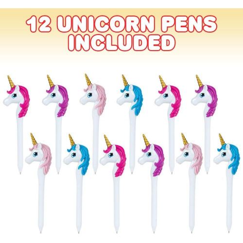  ArtCreativity Unicorn Pens for Kids, Set of 12, Unicorn Party Favors for Girls and Boys, Great Writing Performance, Cute Unicorn Stationery School Supplies and Party Bag Fillers