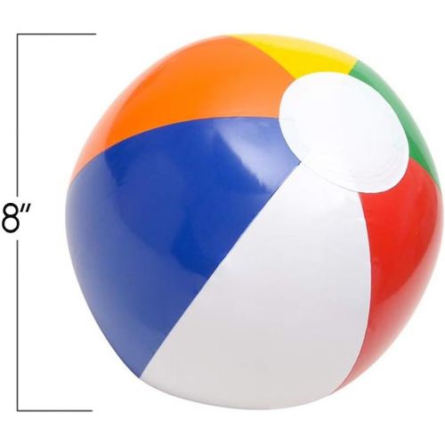  ArtCreativity Rainbow Inflatable Beach Balls - Pack of 12 - Multicolored 8 Inch Floating Bouncing Balls for Pools - Fun Party Favor and Gift for Boys and Girls