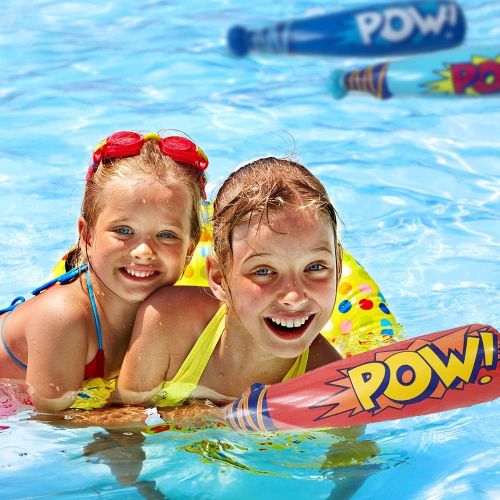  ArtCreativity POW Inflatable Baseball Bats for Kids - Pack of 12 - Approx. 20 Inch Durable Inflates in Assorted Colors, Superhero Birthday Party Favors, Decorations, Supplies, Carn