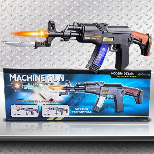  Light Up Toy Machine Gun with Folding Bayonet by ArtCreativity, Cool LED, Sound and Vibration Effect, 16 Inch Pretend Play Military Submachine Pistol, Great Gift for Boys and Girls