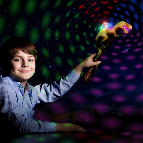  ArtCreativity T-Rex LED Light Up Dinosaur Wand Growling Sound Effects - Spinning Flashing Dome with Kaleidoscope Effect - Batteries Included - 13 Inch Illuminating Animal Wand for