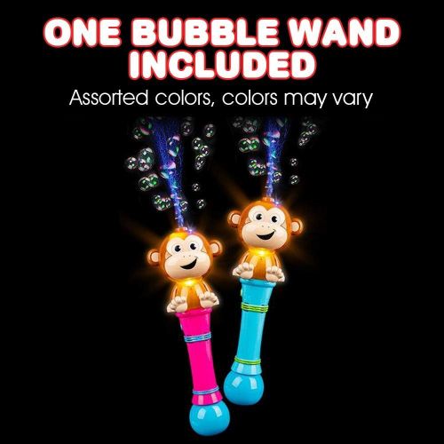  ArtCreativity Light Up Monkey Bubble Blower Wand 12 Inch Illuminating Bubble Blower with Thrilling LED Effects, Batteries and Bubble Fluid Included, Great Gift Idea, Party Favors