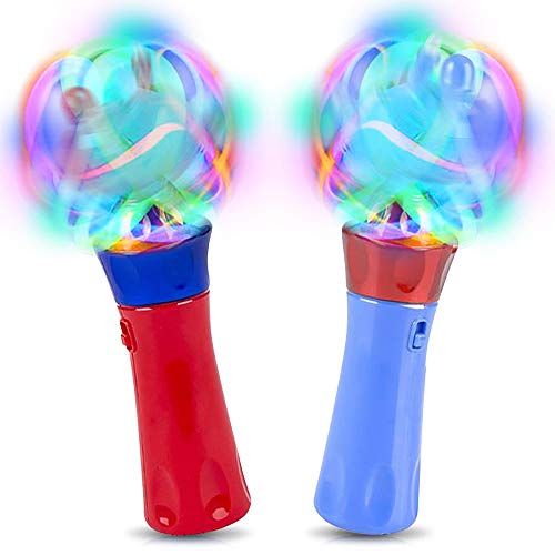  ArtCreativity Easter Gifts for Kids, Red & Blue Light Up Orbiter Spinning Wands, Sensory Toys for Toddlers, Set of 2, 7 LED Spin Toy for Kids, Autistic Children, Boys, Girls, Birth