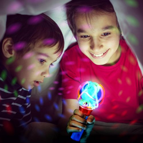  ArtCreativity Easter Gifts for Kids, Red & Blue Light Up Orbiter Spinning Wands, Sensory Toys for Toddlers, Set of 2, 7 LED Spin Toy for Kids, Autistic Children, Boys, Girls, Birth