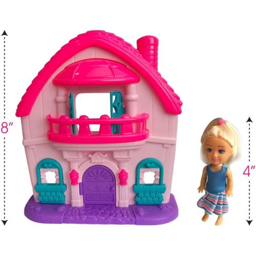  ArtCreativity Doll House Pretend Play Set for Girls, Cute Playset with Dollhouse, Doll, and Dollhouse Accessories and Furniture, Durable Princess Toys, Best Holiday and Birthday Gi