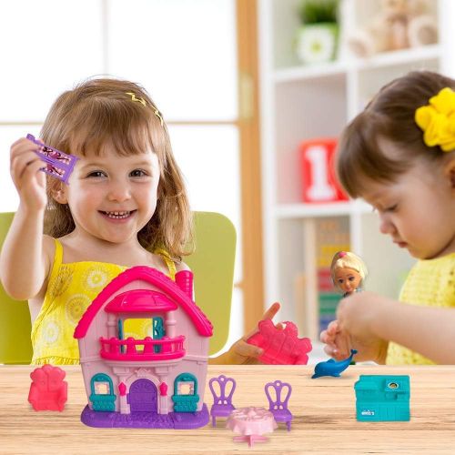  ArtCreativity Doll House Pretend Play Set for Girls, Cute Playset with Dollhouse, Doll, and Dollhouse Accessories and Furniture, Durable Princess Toys, Best Holiday and Birthday Gi