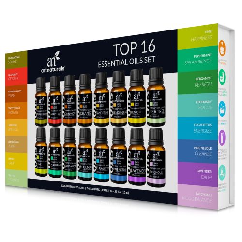  Artnaturals Pure Essential Oil Set (16x10mL) - 100% Natural Aromatherapy for Oil Diffuser