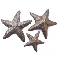 ArtUnderTheTree Starfish, Set of 3, Nautical Home Decor, Recycled Wall Art, Novelty Gift 8, 8, and 5