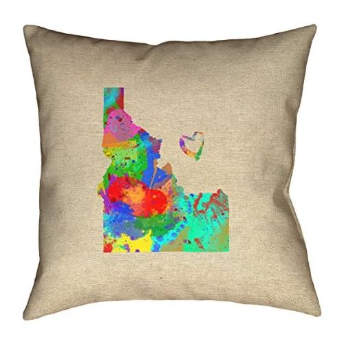  ArtVerse Katelyn Smith Idaho Love Watercolor 26 x 26 Pillow-Faux Linen (Updated Fabric) Double Sided Print with Concealed Zipper & Insert