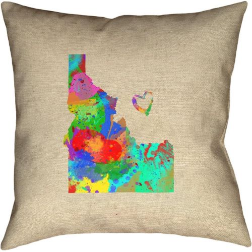  ArtVerse Katelyn Smith Idaho Love Watercolor 26 x 26 Pillow-Cotton Twill Double Sided Print with Concealed Zipper & Insert