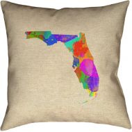ArtVerse Katelyn Smith 36 x 36 Floor Double Sided Print with Concealed Zipper & Insert Florida Watercolor Pillow