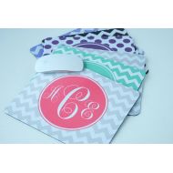 Hhprint Set of Six Personalized Monogrammed Mousepads, Teachers, Bridesmaids Gifts, Cute Office Desk Accessories, Polka Dot, Chevron Mouse Pad