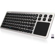 Arteck 2.4G Wireless Touch TV Keyboard with Easy Media Control and Built-In Touchpad Mouse Solid Stainless Ultra Compact Full Size Keyboard -Connected Computer, Smart TV, HTPC