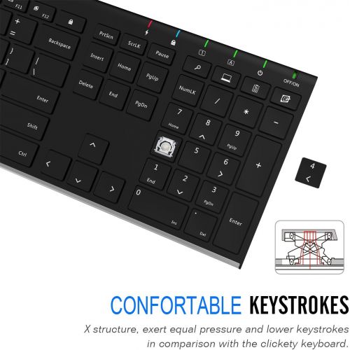  [아마존핫딜][아마존 핫딜] Arteck 2.4G Wireless Keyboard Stainless Steel Ultra Slim Full Size Keyboard with Numeric Keypad for Computer/Desktop/PC/Laptop/Surface/Smart TV and Windows 10/8/ 7 Built in Recharg