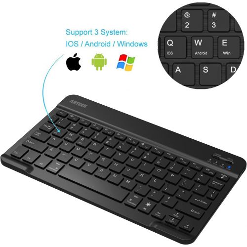  [아마존베스트]Arteck HB030B Universal Slim Portable Wireless Bluetooth 3.0 7-Colors Backlit Keyboard with Built in Rechargeable Battery, Black