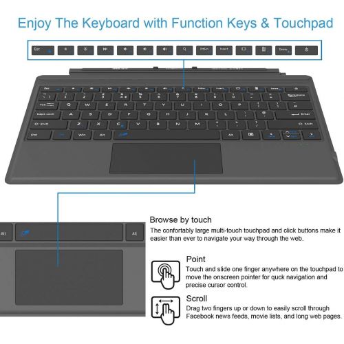  [아마존베스트]Arteck Microsoft Surface Pro Type Cover, Ultra-Slim Portable Bluetooth Wireless Keyboard with Touchpad Built-in Rechargeable Battery