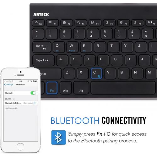  [아마존베스트]Bluetooth Keyboard, Arteck Stainless Steel Universal Portable Wireless Bluetooth Keyboard for iOS iPad Air, Pro, iPad Mini, Android, MacOS, Windows Tablets PC Smartphone Built in R