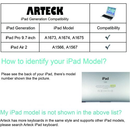  [아마존베스트]Arteck Ultra-Thin Apple iPad Air 2/9.7-inch iPad Pro Bluetooth Keyboard Folio Case Cover with Built-in Stand Groove for Apple iPad Air 2 with 130 Degree Swivel Rotating-Silver