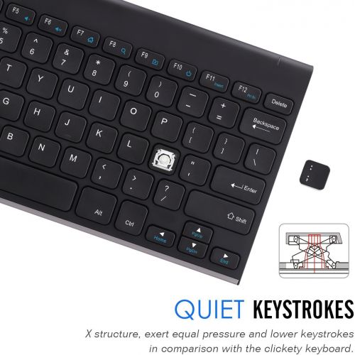  [아마존베스트]Arteck 2.4G Wireless Keyboard Stainless Steel Ultra Slim Keyboard for Computer/Desktop/PC/Laptop/Surface/Smart TV and Windows 10/8 / 7 / Vista/XP Built in Rechargeable Battery