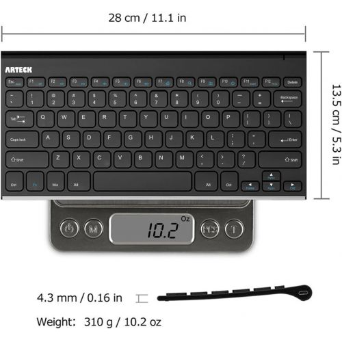  [아마존베스트]Arteck 2.4G Wireless Keyboard Stainless Steel Ultra Slim Keyboard for Computer/Desktop/PC/Laptop/Surface/Smart TV and Windows 10/8 / 7 / Vista/XP Built in Rechargeable Battery