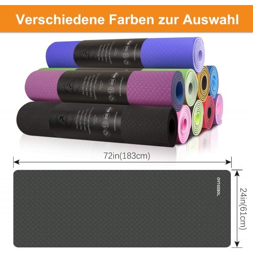  [아마존베스트]arteesol Gymnastics Mat, Non-Slip Yoga Mat, Sports Mat, Fitness Mat, Hypoallergenic TPE Exercise Mat with Carry Strap for Yoga, Pilates, Fitness Workout, Gymnastics, 183 cm x 61 cm