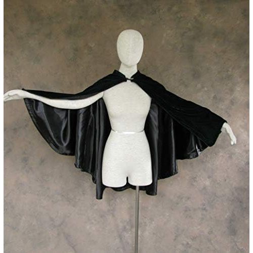  할로윈 용품Artemisia Designs Velvet Circular Cut Half Cloak Capelet Lined in Satin with Two-Button Clasp Wedding Ren Faire