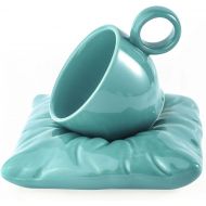 Artena 8 oz Turquoise Cappuccino Latte Cup, Ultra-fine Glazing Ceramic Coffee Cups Mugs Set, Fun Tea Cups and Saucers, Double Espresso Cups for Americano, Cafe Mocha, Dishwasher Sa