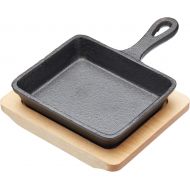 [아마존베스트]Artesa Mini Frying Pan with Wooden Serving Board in Gift Box, Rectangular, Cast Iron, 12.5 x 10.5 cm