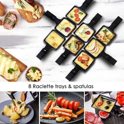  [아마존베스트]Artestia Electric Raclette Grill Tabletop BBQ,Two Large Non-stick Grilling Plates,Adjustable Temperature Control,8 Paddles,Clean Easy,Great Party(Full Size Stone / Reversible Metal