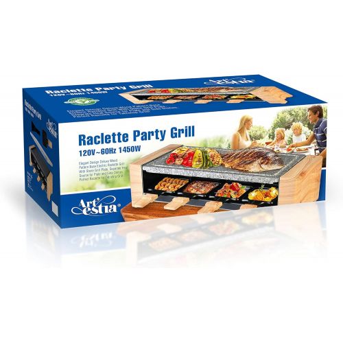  Artestia Electric Raclette Grill with High Density Granite Grill Stone,1600W High Power ETL Certified, Two-Tier Separate Heat Source for PlateSide Dishes,Serve the whole family (G