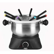 Artestia Electric Chocolate & Cheese Fondue Set with Two Pots, Serve 8 persons (Stainless Steel/Ceramic Pots, Dark Base)