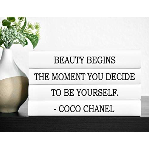  Artful Library Coco Chanel Quote Decorative Book Set, Chanel Quote Beauty Begins the Moment You Decide to Be Yourself, Decorative books, Fashion Decor, Coffee Table