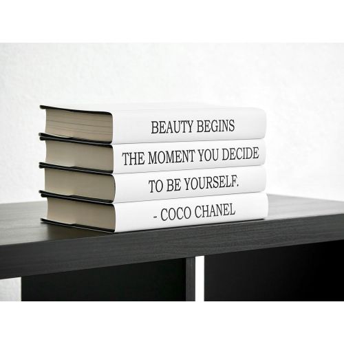  Artful Library Coco Chanel Quote Decorative Book Set, Chanel Quote Beauty Begins the Moment You Decide to Be Yourself, Decorative books, Fashion Decor, Coffee Table