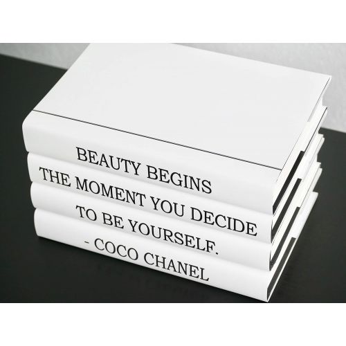  Artful Library Coco Chanel Quote Decorative Book Set, Chanel Quote Beauty Begins the Moment You Decide to Be Yourself, Decorative books, Fashion Decor, Coffee Table