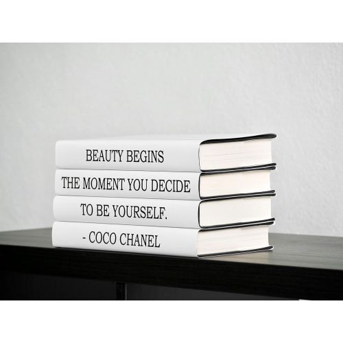  Artful Library Coco Chanel Quote Decorative Book Set, Chanel Quote Beauty Begins the Moment You Decide to Be Yourself, Decorative books, Fashion Decor, Coffee Table