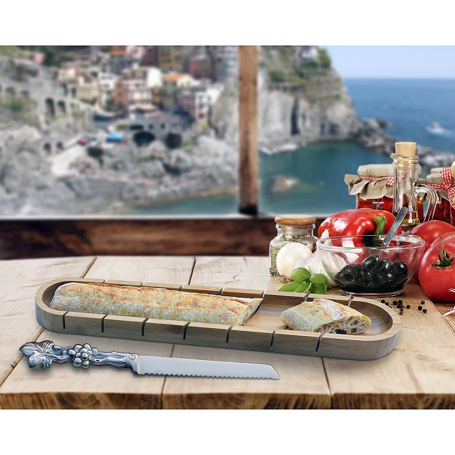  Arthur Court Designs Grape Aluminum Baguette Board with Bread Knife