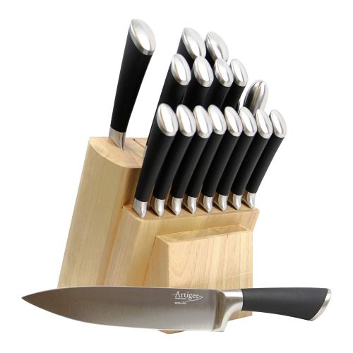  Artigee 19 Pieces Kitchen Knife Set, Upgraded Premium High Carbon Stainless Steel Knives, Chef Knife, Slicer Knife, Bread Knife, Santoku Knife. Perfect Balanced, Easy to Wash - Che