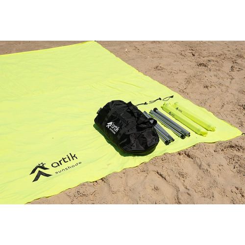 ARTIK SUNSHADE Pop Up Beach Tent Sun Shelter for 4-12 Adults 4 Aluminum Poles & Carrying Bag UPF50 UV Protection Portable Canopy with Sandbag Anchors(XL 10.510.5, Chockeberry)