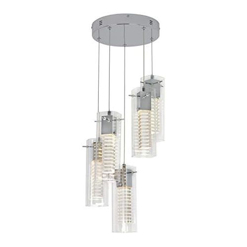  Artika LED Integrated Pendant 5 Light Fixture Modern Design Chrome Finish