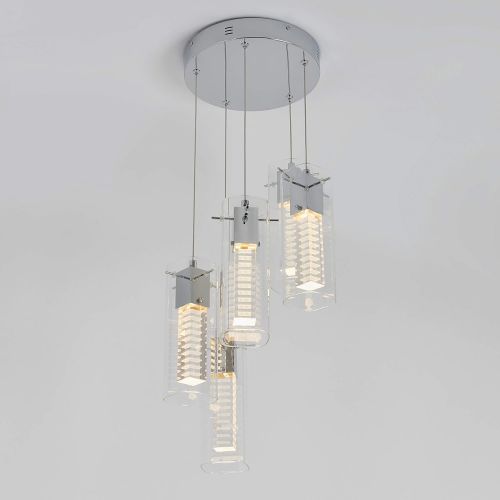  Artika LED Integrated Pendant 5 Light Fixture Modern Design Chrome Finish