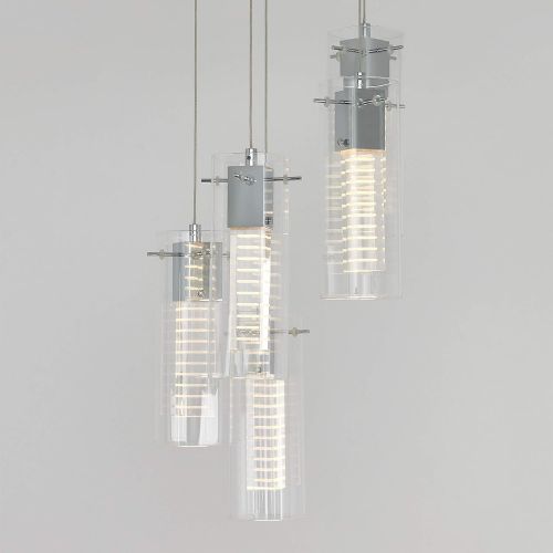  Artika LED Integrated Pendant 5 Light Fixture Modern Design Chrome Finish