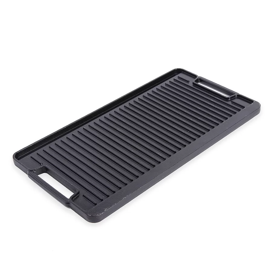 Artisanal Kitchen Supply Pre-Seasoned Cast Iron Double Burner GrillGriddle in Black