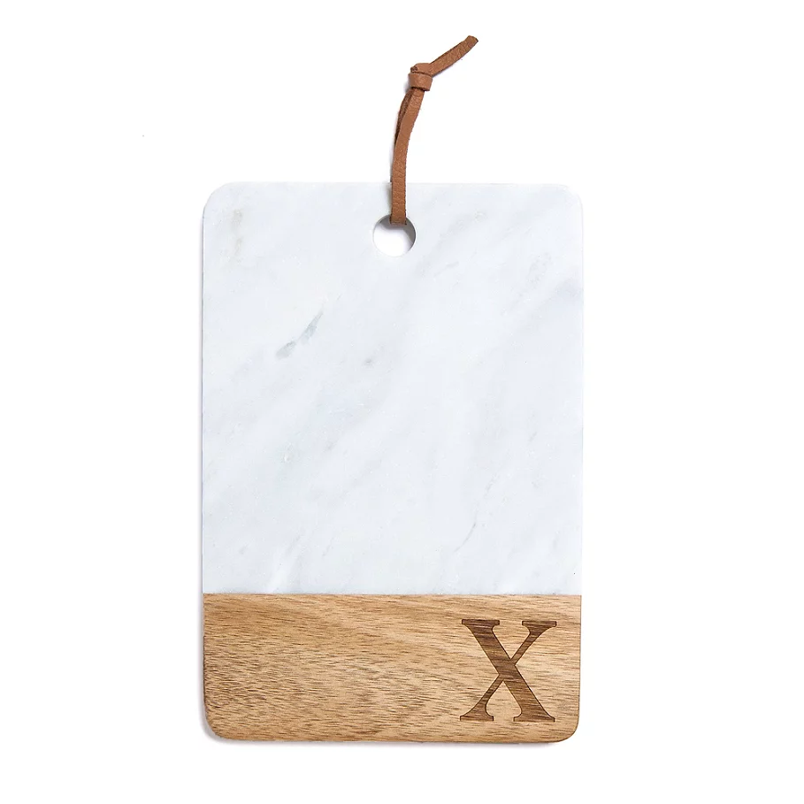 Artisanal Kitchen Supply Monogram Marble and Acacia Wood Paddle Board