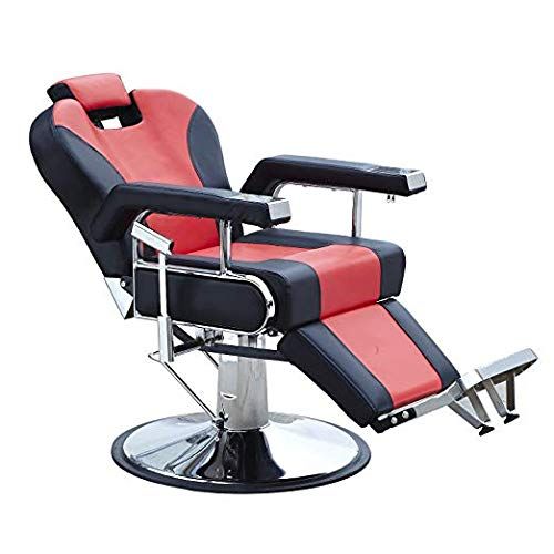  Artist Walcut Barbershop Barber Chair Hydraulic Pump Hairdressing Reclining Chair for Salon Shampoo Beauty Spa Equipment Hair Cutting (Red&Black)