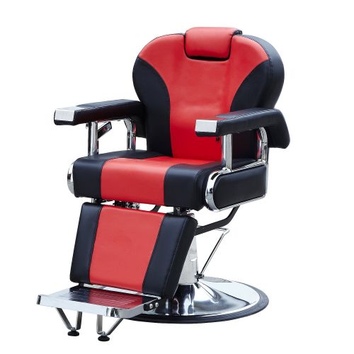  Artist Walcut Barbershop Barber Chair Hydraulic Pump Hairdressing Reclining Chair for Salon Shampoo Beauty Spa Equipment Hair Cutting (Red&Black)