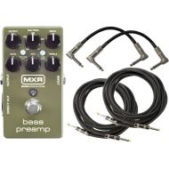 MXR M81 Bass Preamp Pedal Bundle with XLR Direct Out, 3 band EQ and Level Controls w/ 4 Cables